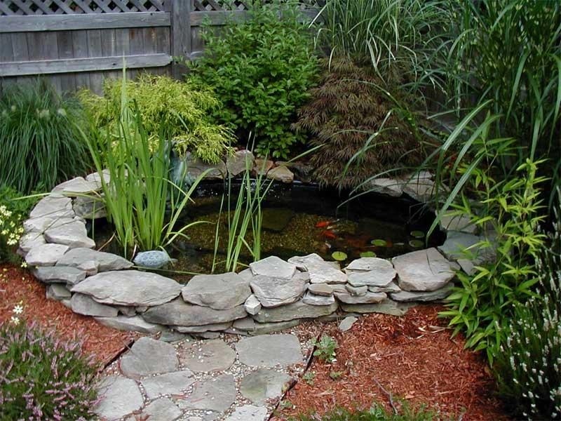 Небольшой пруд из пластиковой формы