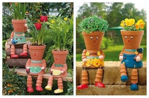 Человечек из цветочных горшков Человечек из цветочных горшков