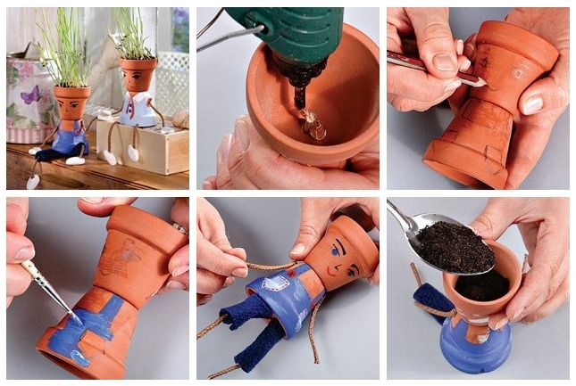 Человечек из цветочных горшков Человечек из цветочных горшков