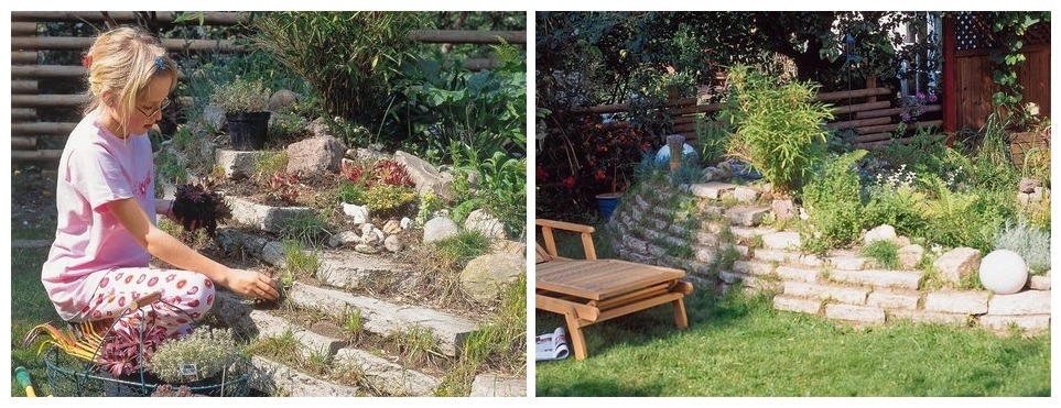 Каменистая горка с цветами